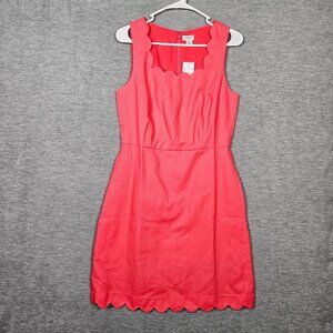 J.Crew Women's Pink Scallop Lined Cotton Sheath Dress Size 6 NEW